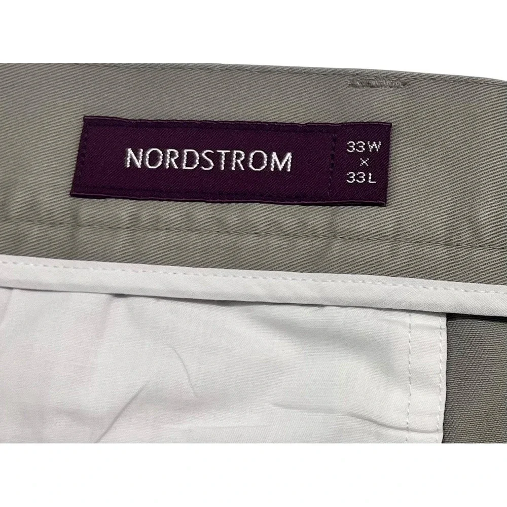 vtg Nordstrom 33x33 Taupe Chino Pants Pleated High Waisted Wide Leg Cotton